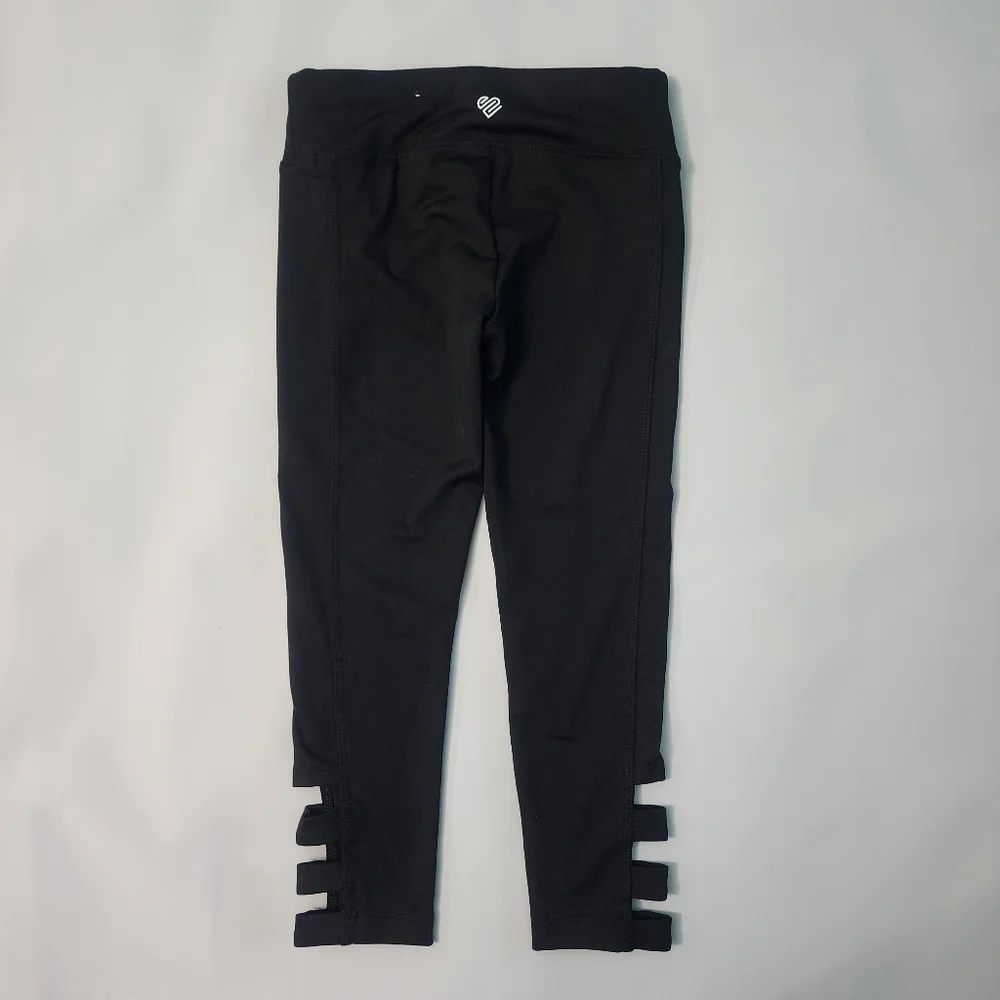Justice Girls Black Leggings XS (5/6) Cutout Hem